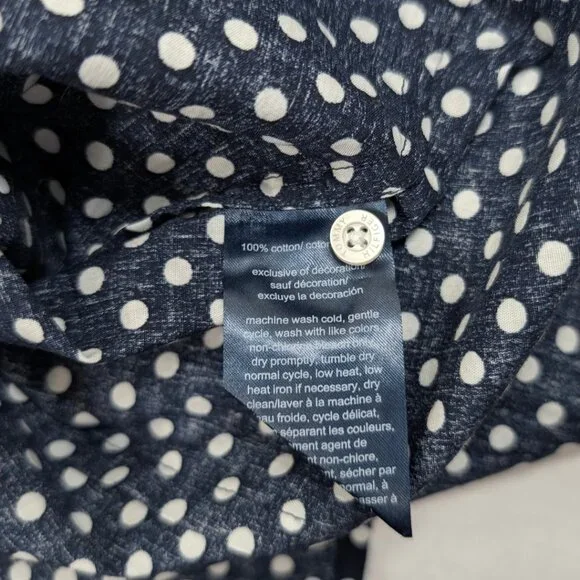 Tommy Hilfiger Large Blue & While Polka Dot Sleeveless Button Blouse - Picture 7 of 7